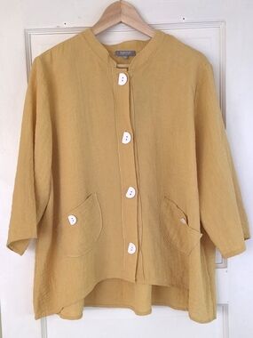 Habitat Warm Mustard Button up Blouse - 'habitat' Label
